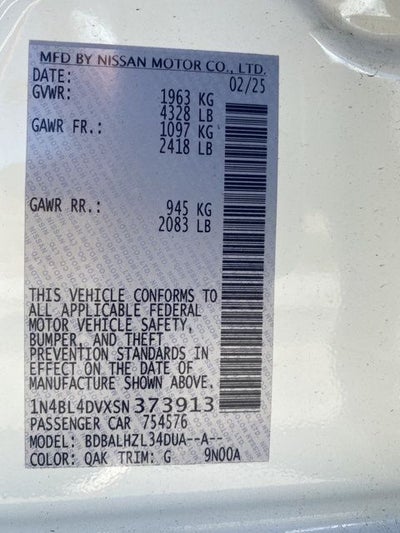 2025 Nissan Altima 2.5 SV